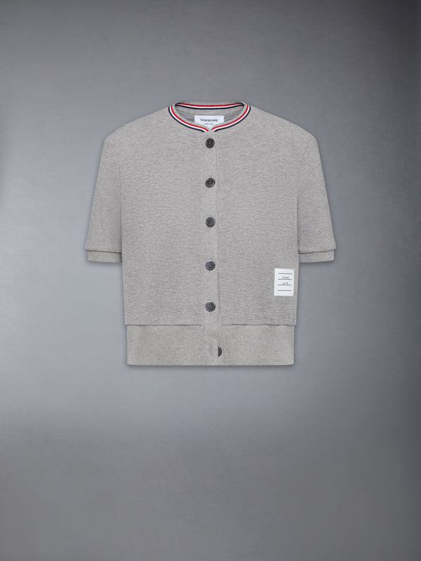 COTTON WAFFLE SHORT SLEEVE CARDIGAN - featured image