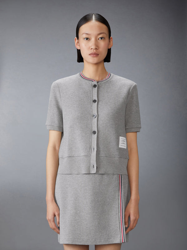 COTTON WAFFLE SHORT SLEEVE CARDIGAN - image 1