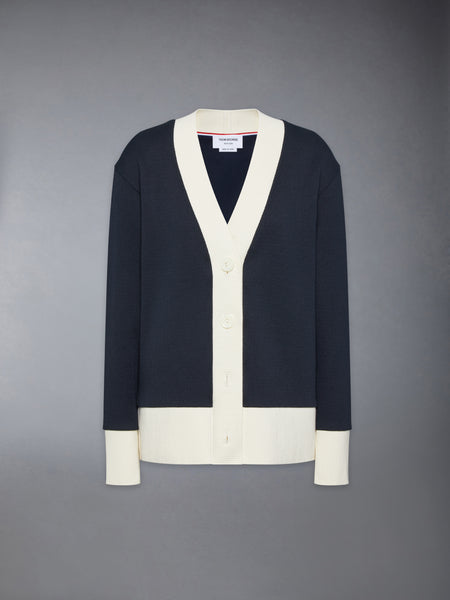 SOLID DOUBLE FACE KNIT OVERSIZED CARDIGAN NAVY