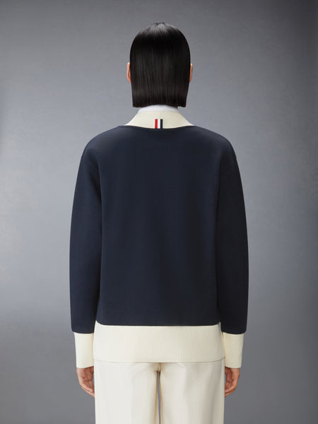 SOLID DOUBLE FACE KNIT OVERSIZED CARDIGAN NAVY