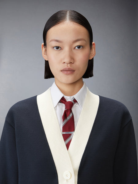SOLID DOUBLE FACE KNIT OVERSIZED CARDIGAN NAVY