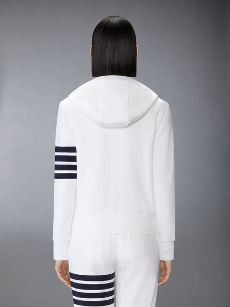 CLASSIC LOOPBACK 4-BAR ZIP UP HOODIE WHITE /NAVY