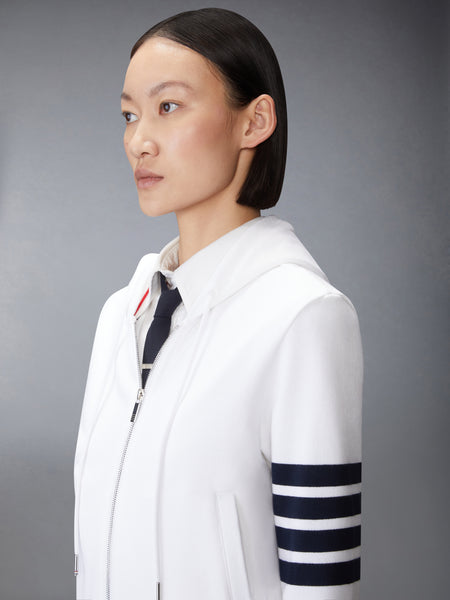 CLASSIC LOOPBACK 4-BAR ZIP UP HOODIE WHITE /NAVY