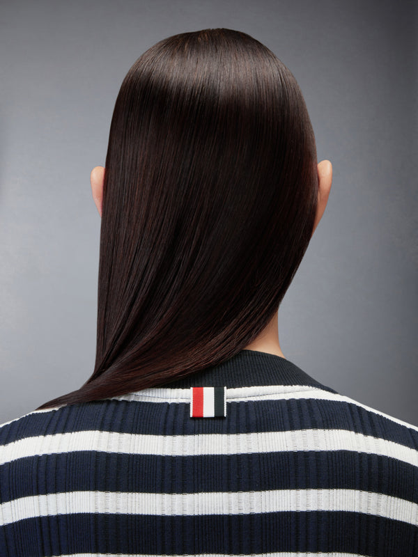 STRIPED RIB SCALLOP EDGE CARDIGAN - image 5