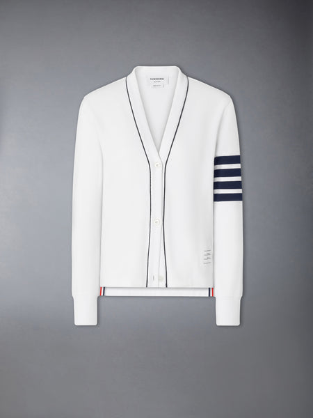 LOOPBACK PIPING 4-BAR CARDIGAN WHITE /NAVY
