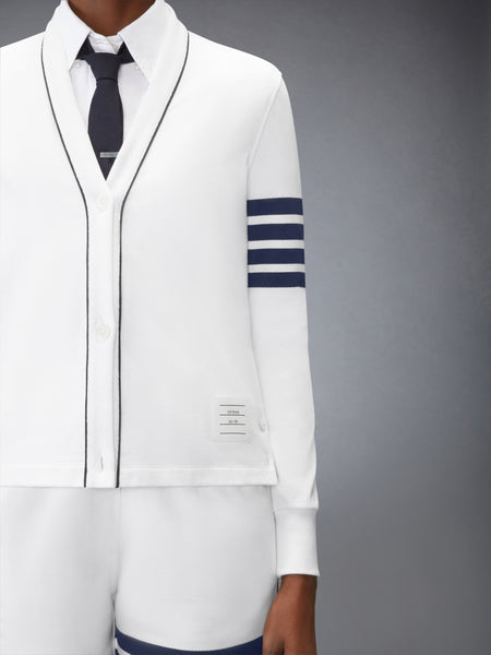 LOOPBACK PIPING 4-BAR CARDIGAN WHITE /NAVY