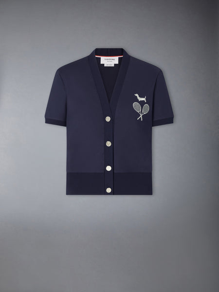 JERSEY EMBROIDERY CARDIGAN NAVY