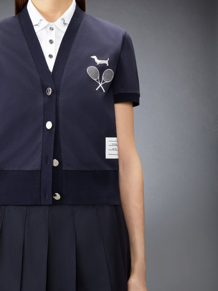 JERSEY EMBROIDERY CARDIGAN NAVY