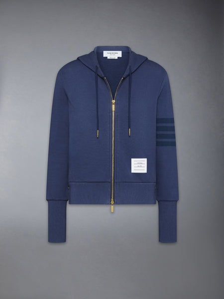 LOOPBACK 4-BAR SHRUNKEN HOODIE NAVY