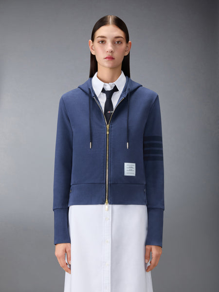 LOOPBACK 4-BAR SHRUNKEN HOODIE NAVY