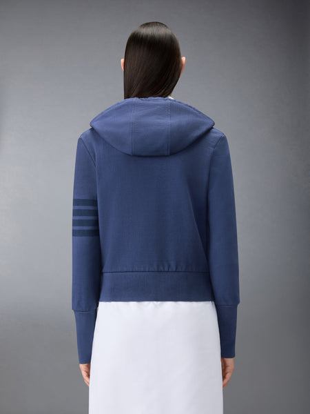 LOOPBACK 4-BAR SHRUNKEN HOODIE NAVY