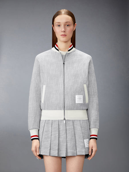 COTTON TWEED RWB CUFF BOMBER JACKET LT GREY
