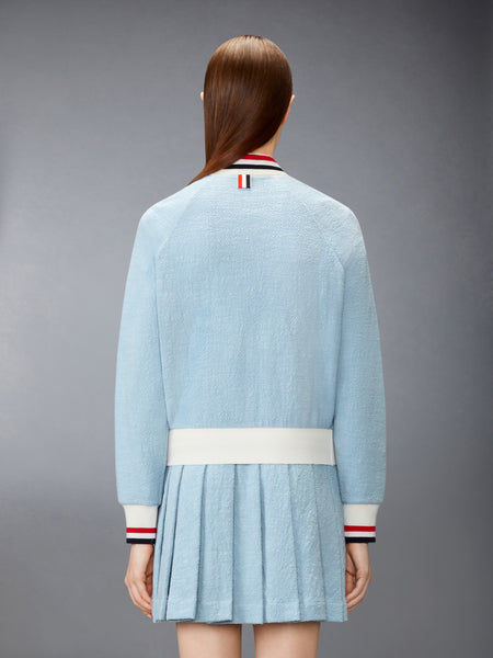 COTTON TWEED RWB CUFF BOMBER JACKET LIGHT BLUE