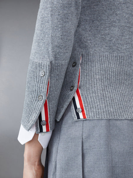 CLASSIC CASHMERE 4-BAR PULLOVER LIGHT GREY