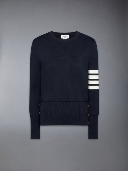 MILANO STITCH COTTON CREPE 4-BAR PULLOVER NAVY