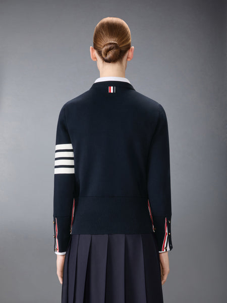 MILANO STITCH COTTON CREPE 4-BAR PULLOVER NAVY