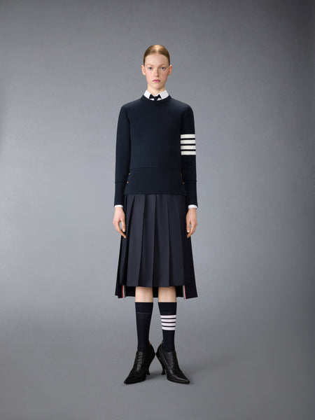 MILANO STITCH COTTON CREPE 4-BAR PULLOVER NAVY