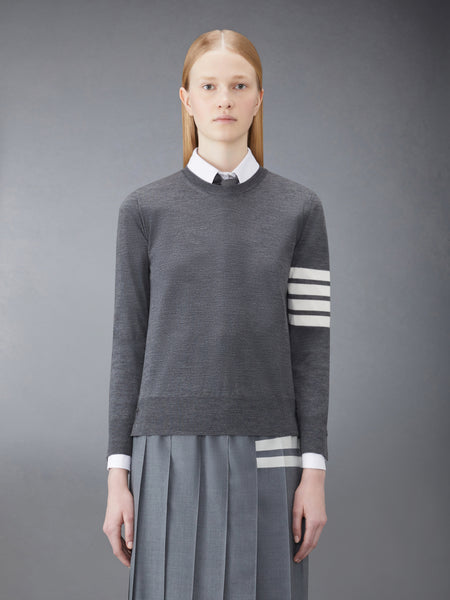MERINO WOOL 4-BAR RELAXED FIT PULLOVER MED GREY