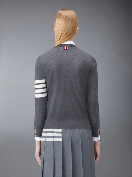 MERINO WOOL 4-BAR RELAXED FIT PULLOVER MED GREY