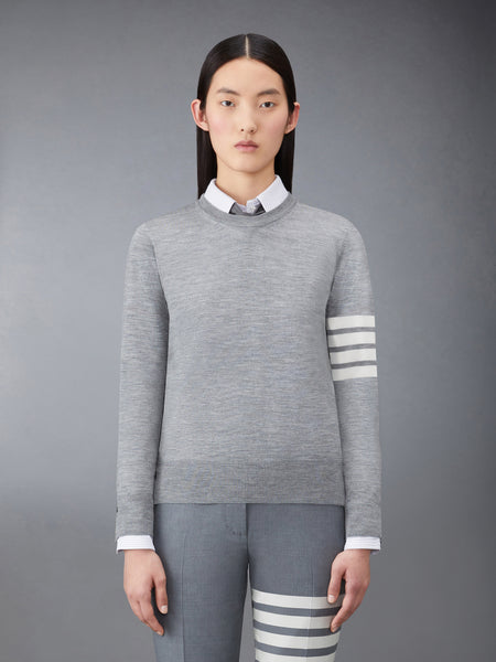 MERINO WOOL 4-BAR RELAXED FIT PULLOVER LT GREY