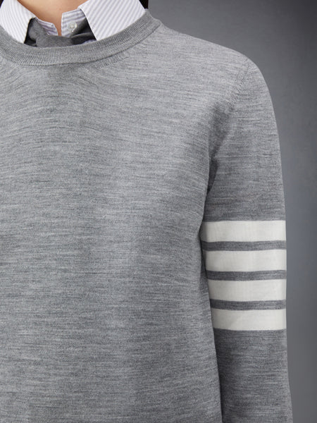 MERINO WOOL 4-BAR RELAXED FIT PULLOVER LT GREY