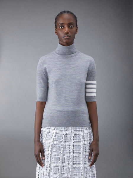 FINE MERINO WOOL 4-BAR TURTLENECK LT GREY