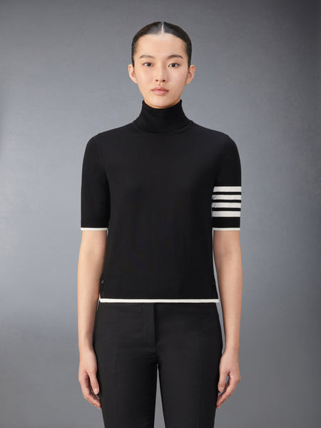 FINE MERINO WOOL 4-BAR RELAXED FIT TURTLENECK BLACK