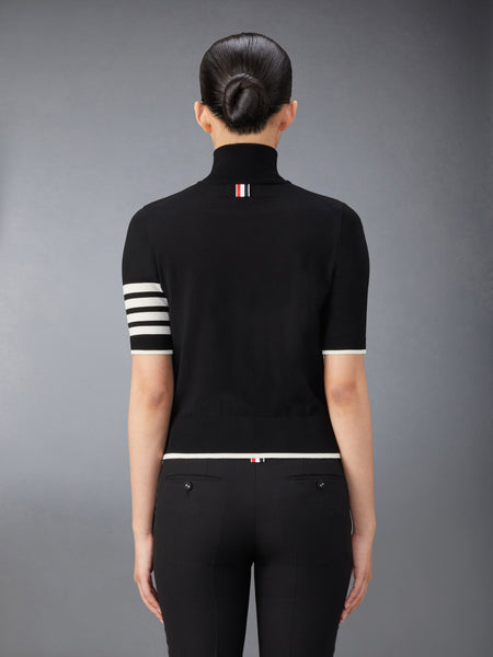 FINE MERINO WOOL 4-BAR RELAXED FIT TURTLENECK BLACK