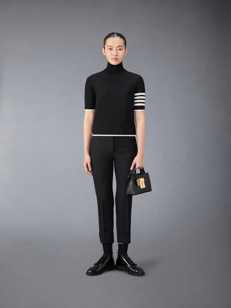 FINE MERINO WOOL 4-BAR RELAXED FIT TURTLENECK BLACK