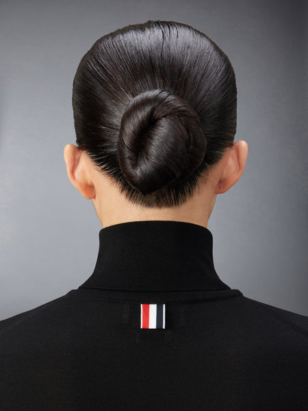 FINE MERINO WOOL 4-BAR RELAXED FIT TURTLENECK BLACK