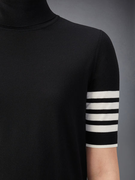 FINE MERINO WOOL 4-BAR RELAXED FIT TURTLENECK BLACK