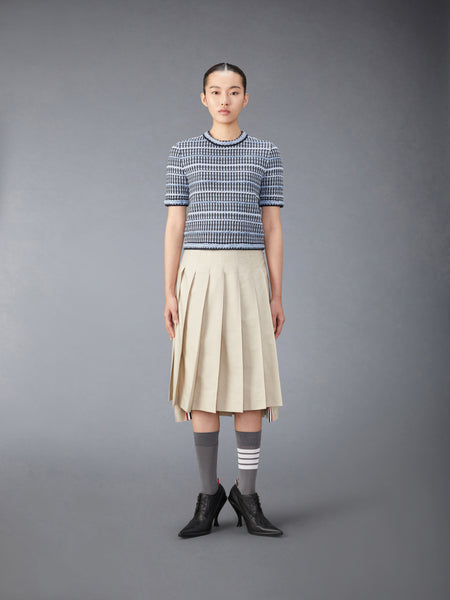 COTTON LINEN TWEED JACQUARD TEE NAVY