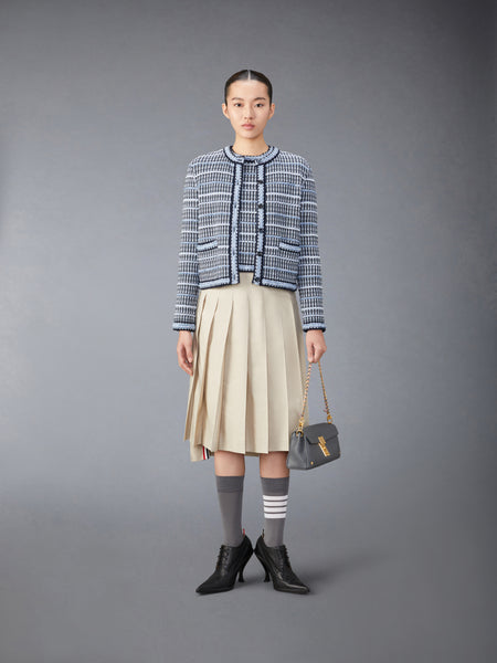 COTTON LINEN TWEED JACQUARD TEE NAVY
