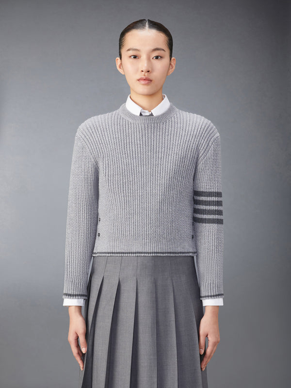 MERINO WOOL 4-BAR CROPPED CABLE PULLOVER - featured image