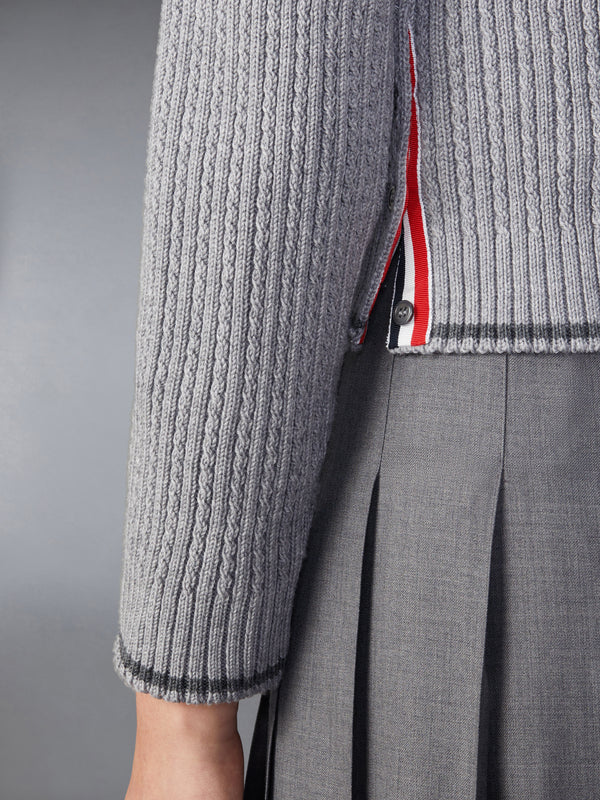 MERINO WOOL 4-BAR CROPPED CABLE PULLOVER - image 4