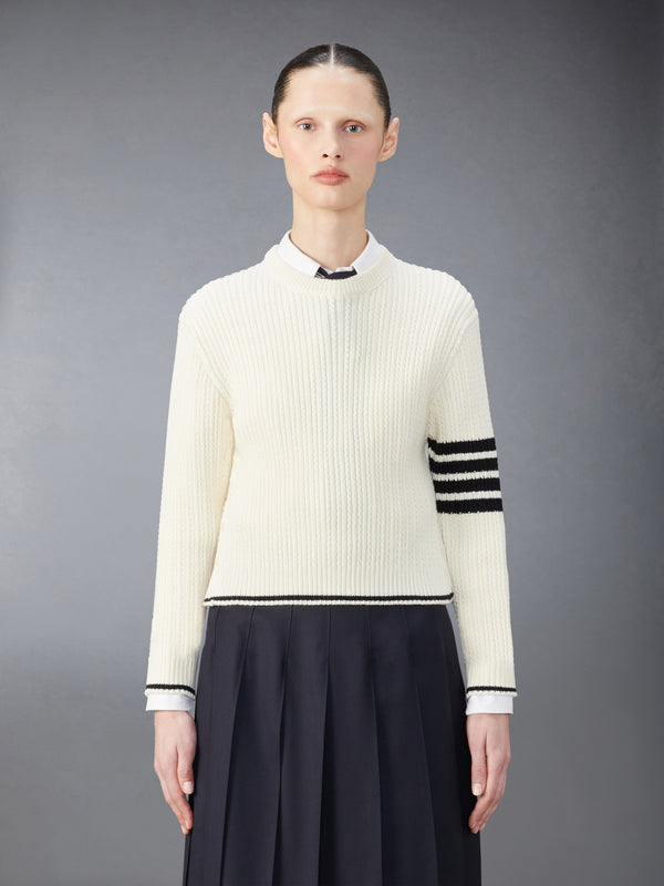 MERINO WOOL 4-BAR CROPPED CABLE PULLOVER - featured image