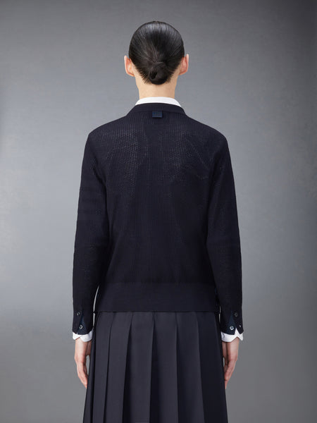WOOL CREPE 4-BAR RELAXED FIT PULLOVER NAVY