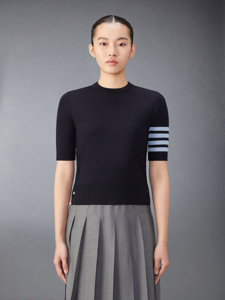 メリノウールジャージーステッチ4-BAR Tシャツ ネイビー