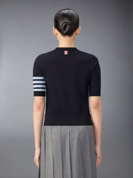 メリノウールジャージーステッチ4-BAR Tシャツ ネイビー