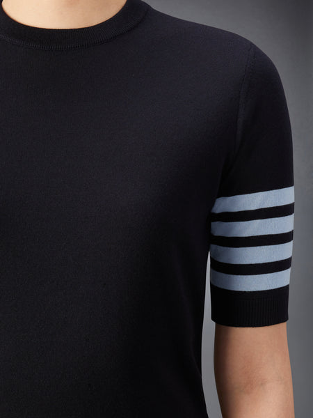 メリノウールジャージーステッチ4-BAR Tシャツ ネイビー