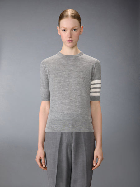 FINE MERINO WOOL 4-BAR TEE LT GREY