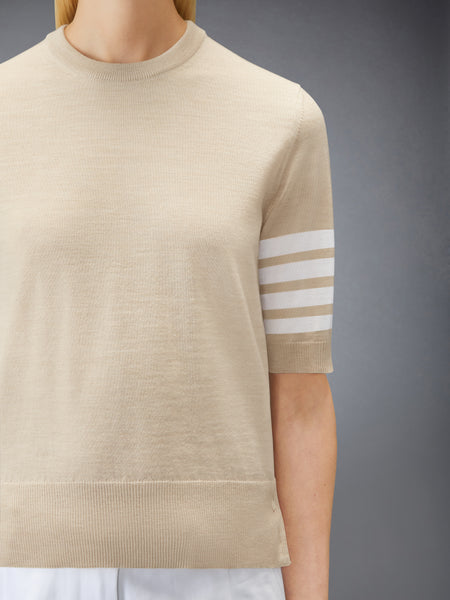FINE MERINO WOOL 4-BAR TEE ベージュ