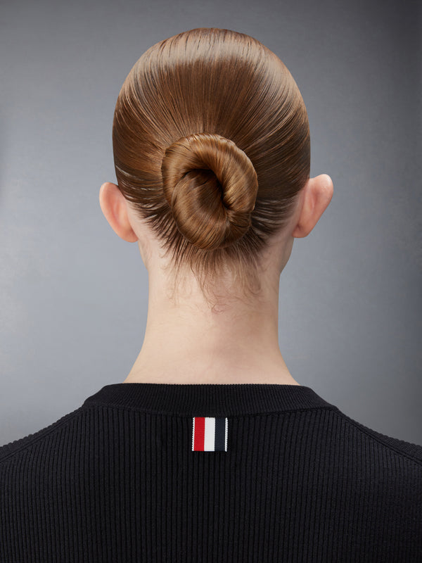 WOOL SILK BLEND TIPPING RIB STITCH CABLE TEE - image 4