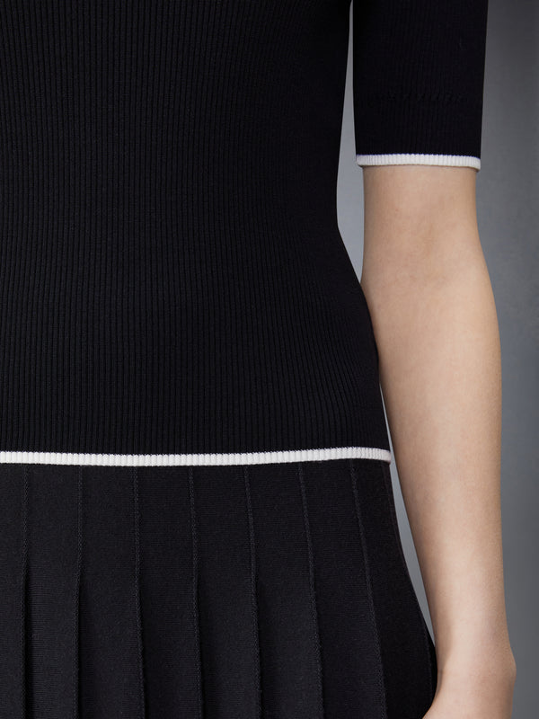 WOOL SILK BLEND TIPPING RIB STITCH CABLE TEE - image 6
