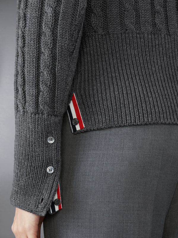 CLASSIC WOOL V NECK CABLE PULLOVER - image 4