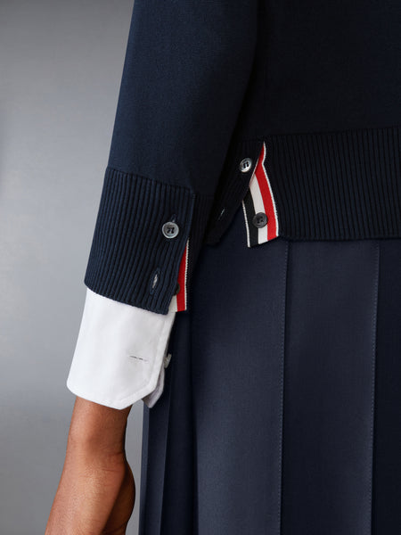 COTTON 4-BAR CREW NECK PULLOVER NAVY