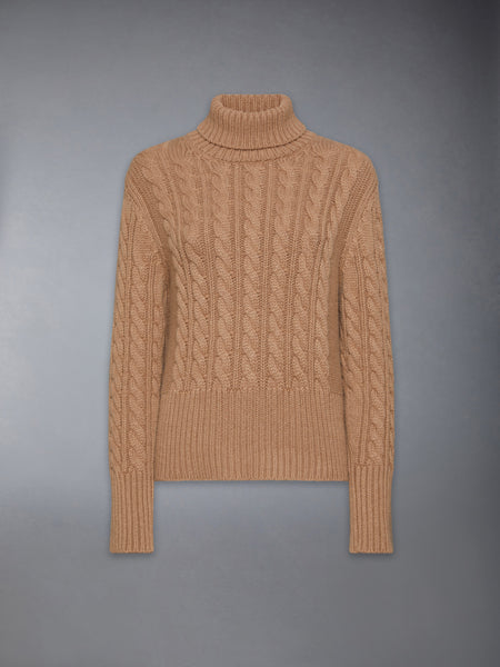 CLASSIC CASHMERE CABLE TURTLENECK CAMEL