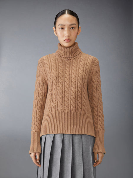 CLASSIC CASHMERE CABLE TURTLENECK CAMEL