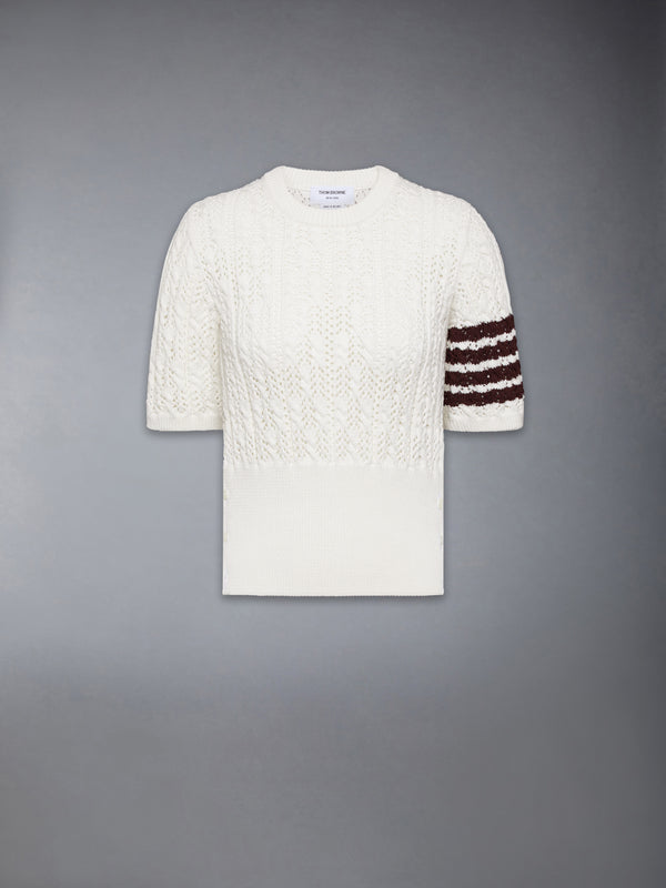 POINTELLE CABLE STITCH 4-BAR TEE - featured image