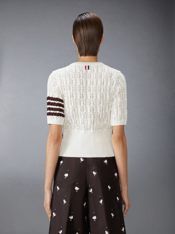 POINTELLE CABLE STITCH 4-BAR TEE - image 2